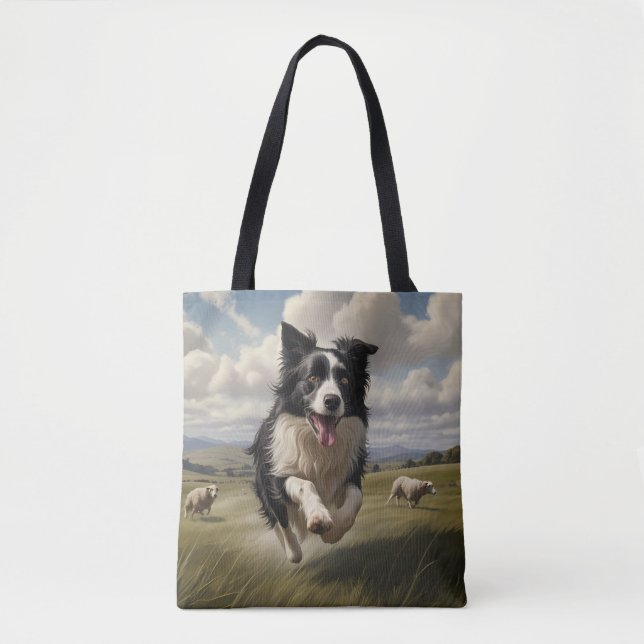 Border Collie Elegant Shoulder Tote Bag (Front)