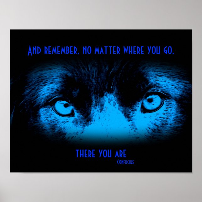 Border Collie Eyes Confucius Inspirational Quote Poster (Front)