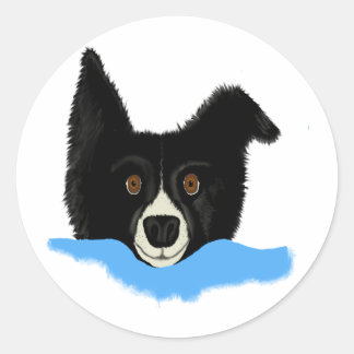 Border Collie Face Classic Round Sticker