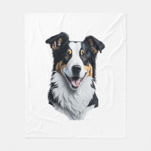 Border Collie face Fleece Blanket
