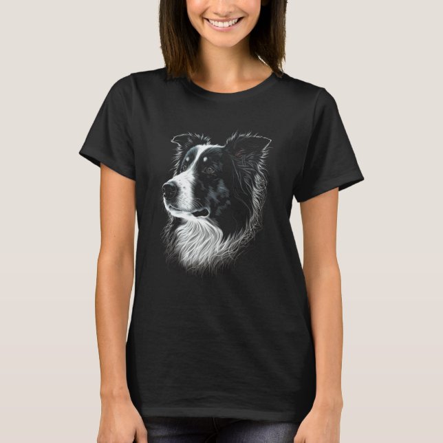 Border Collie Face For Dog T-Shirt (Front)