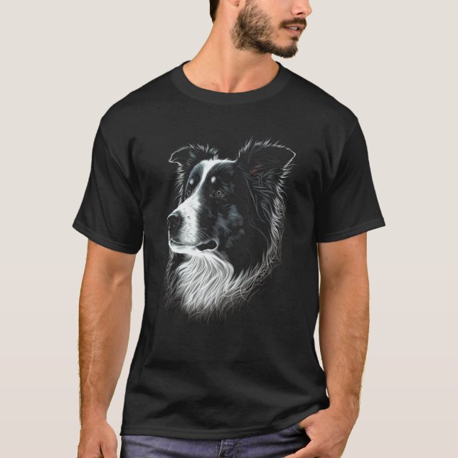 Border Collie Face For Dog T-Shirt (Front)