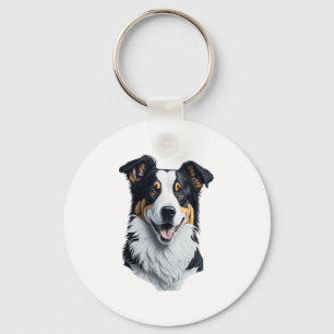 Border Collie face Key Ring