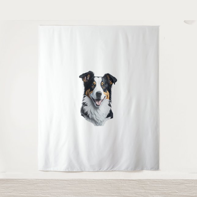 Border Collie face Tapestry (Front)