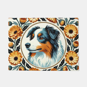 Border Collie Flower Garden Doormat
