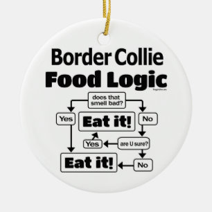 Border Collie Food Logic Ceramic Tree Decoration