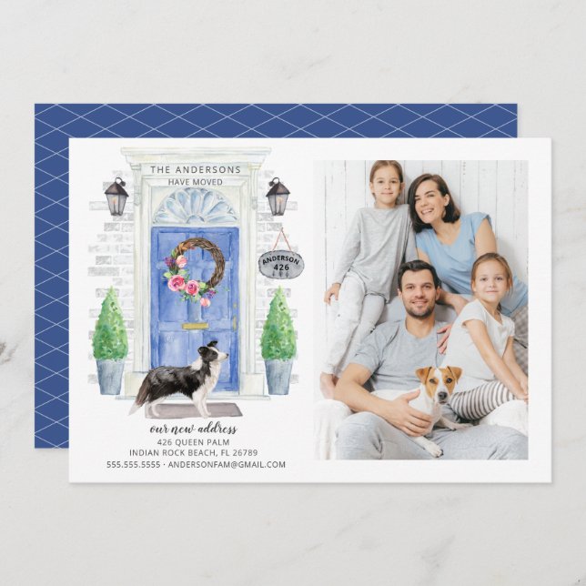 Border Collie Front Door Photo Moving Announcement (Front/Back)