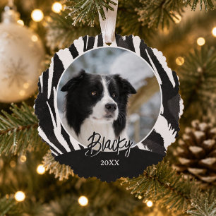 Border Collie Fur Pattern Photo Christmas Tree Decoration Card