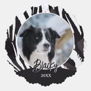 Border Collie Fur Pattern Photo Christmas  Tree Decoration Card