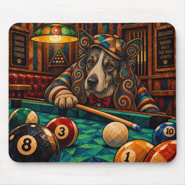 Border Collie, Geometric Mosaic Mouse Mat (Front)