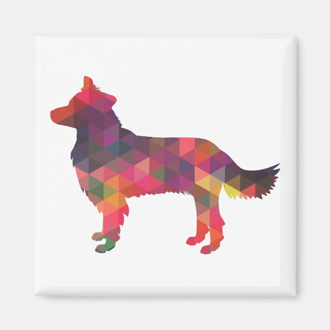 Border Collie Geometric Silhouette Multi Magnet (Front)