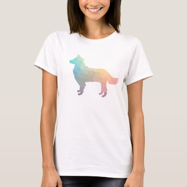 Border Collie Geometric Silhouette Pastel T-Shirt (Front)