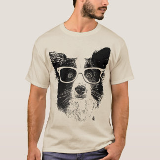 Border collie glasses to hipster Dog T-Shirt