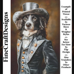 Border Collie Grey Victorian Outfit CF5 Decoupage Tissue Paper