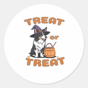 Border Collie Halloween Dog Costume �Treat or Trea Classic Round Sticker