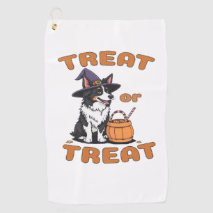 Border Collie Halloween Dog Costume “Treat or Trea Golf Towel