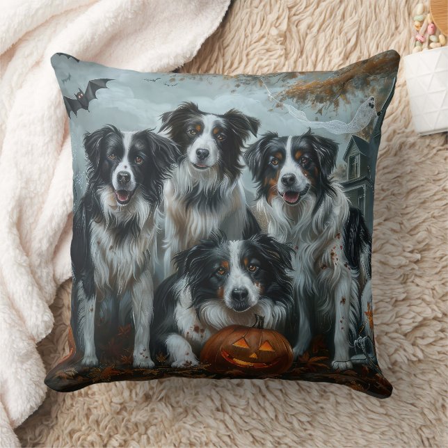 Border Collie Halloween Night Doggy Delight  Cushion (Blanket)