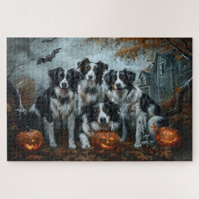 Border Collie Halloween Night Doggy Delight  Jigsaw Puzzle (Horizontal)