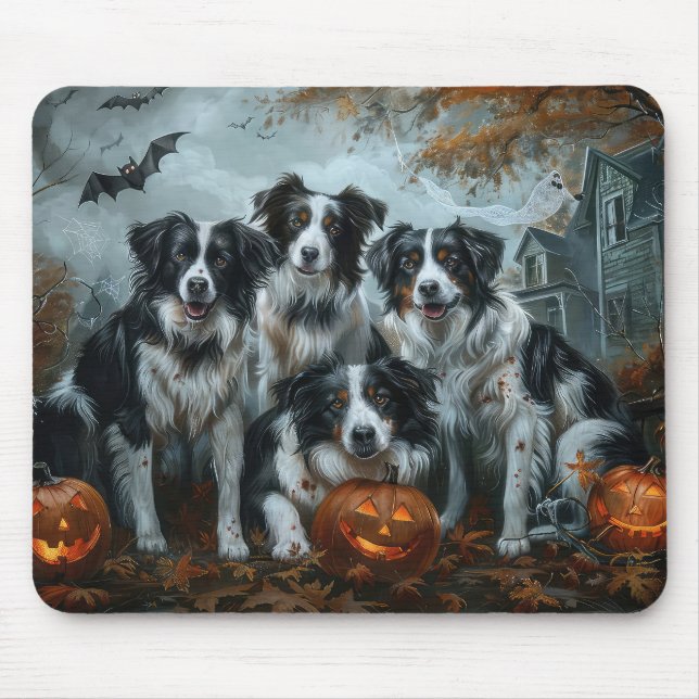 Border Collie Halloween Night Doggy Delight  Mouse Mat (Front)