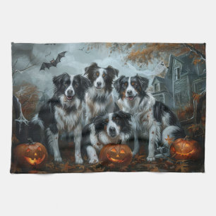 Border Collie Halloween Night Doggy Delight Tea Towel