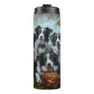 Border Collie Halloween Night Doggy Delight Thermal Tumbler