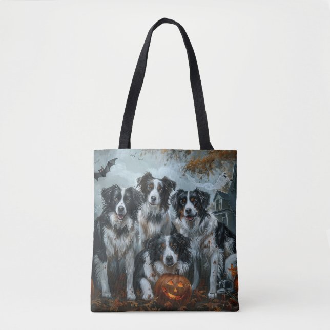 Border Collie Halloween Night Doggy Delight  Tote Bag (Front)