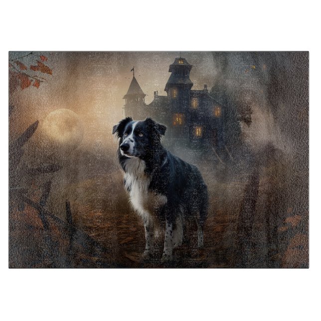 Border Collie Halloween Scary  Cutting Board (Front)