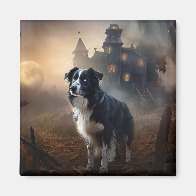 Border Collie Halloween Scary  Magnet (Front)