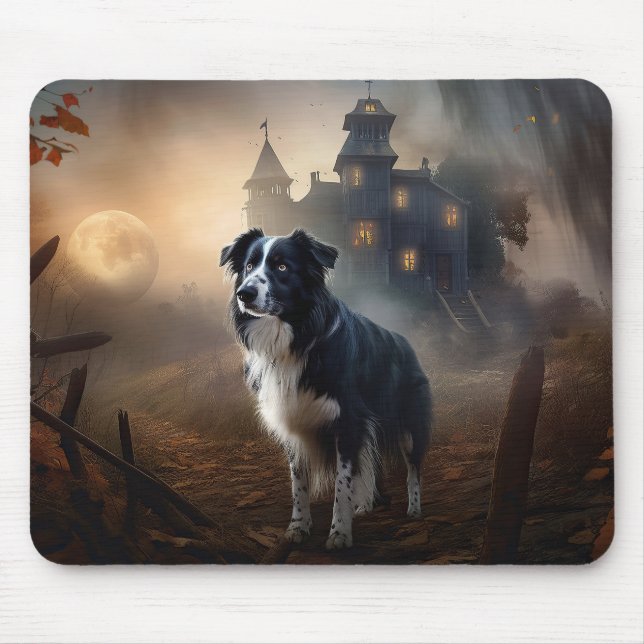 Border Collie Halloween Scary  Mouse Mat (Front)