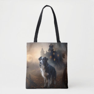 Border Collie Halloween Scary  Tote Bag