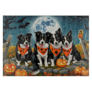 Border Collie Halloween Spooky Cutting Board