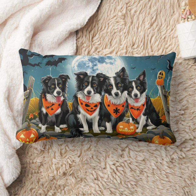 Border Collie Halloween Spooky Lumbar Cushion (Blanket)