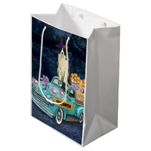 Border Collie Halloween Truck Scary Night  Medium Gift Bag