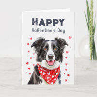 Border Collie Heart Bandanna Happy Valentine's Day