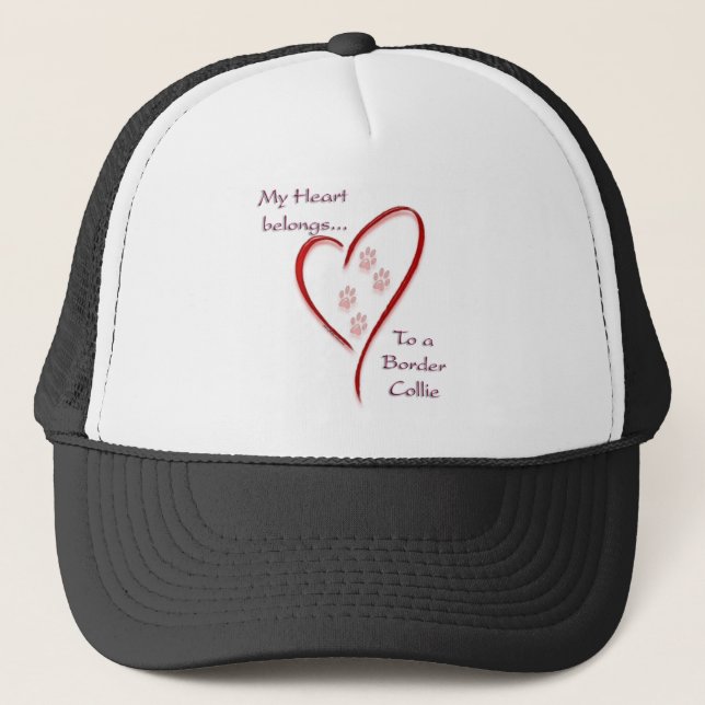 Border Collie Heart Belongs Trucker Hat (Front)