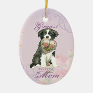 Border Collie Heart Mum Ceramic Ornament