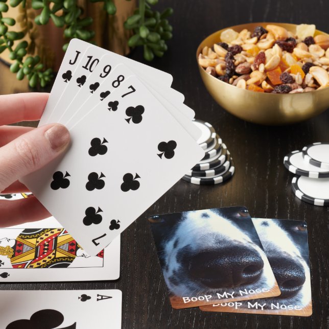 Border Collie Heeler Mix Dog Boop My Nose Photo Playing Cards (In Situ)