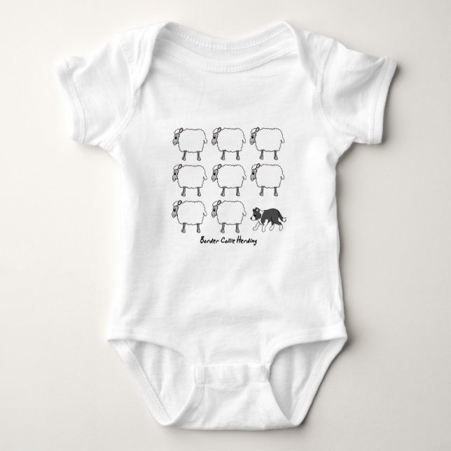 Border Collie Herding Sheep Baby Creeper (Front)