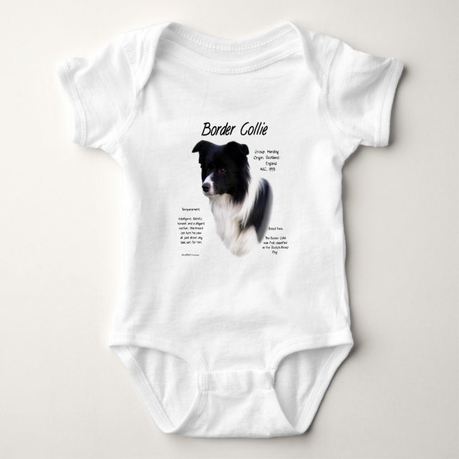 Border Collie History Design Baby Bodysuit (Front)