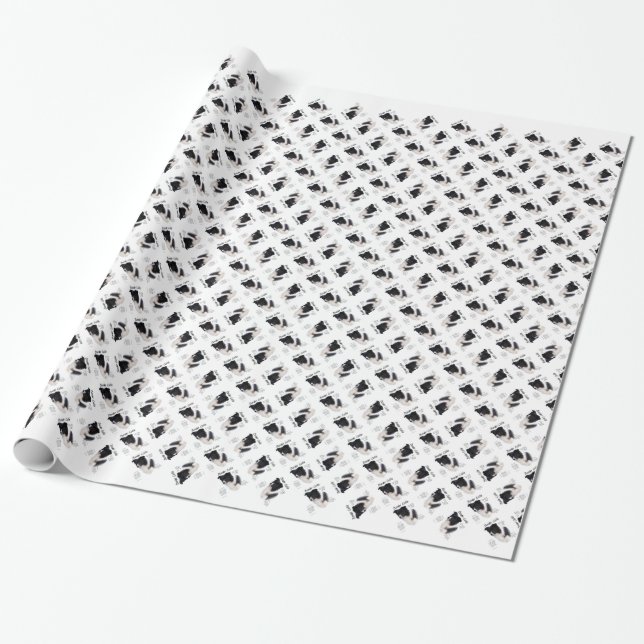 Border Collie History Design Wrapping Paper (Unrolled)