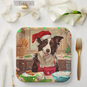 Border Collie Holiday Baking: Festive Christmas Paper Plate