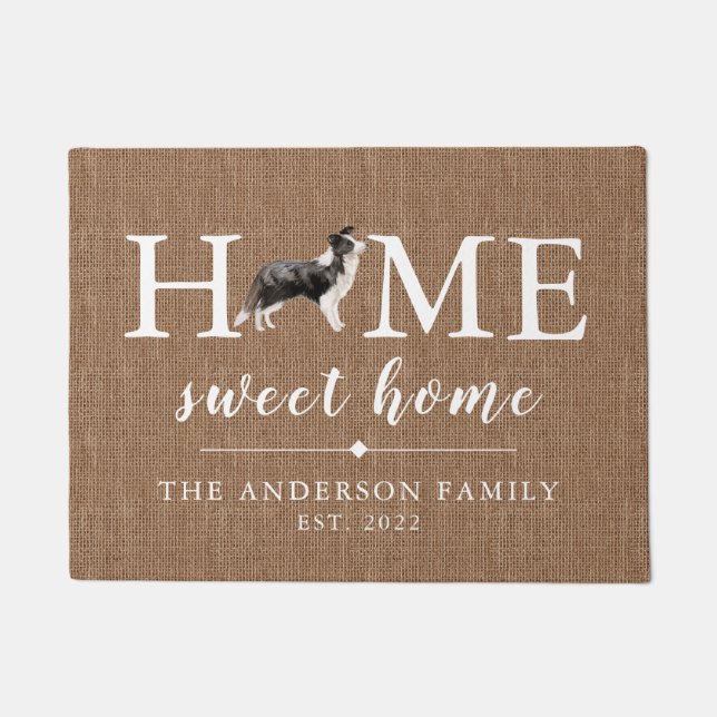 Border Collie Home Sweet Home Personalised Doormat (Front)