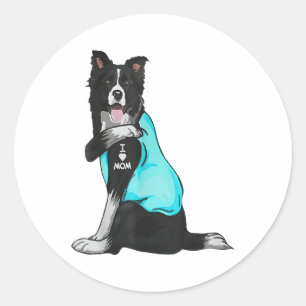 Border Collie I Love Mum Tattoo Apparel Dog Mum _1 Classic Round Sticker