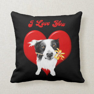 Border Collie I Love You Cushion