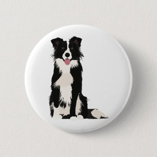 Border Collie Illustration! 6 Cm Round Badge