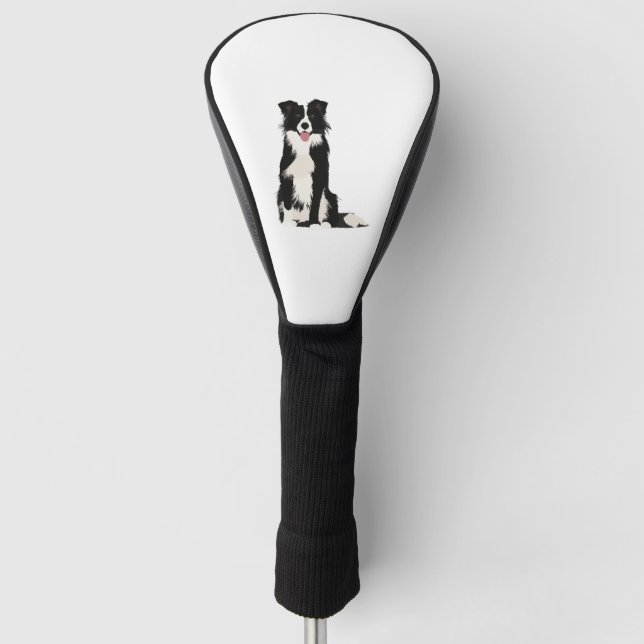 Border Collie Illustration! Golf Head Cover (Front)