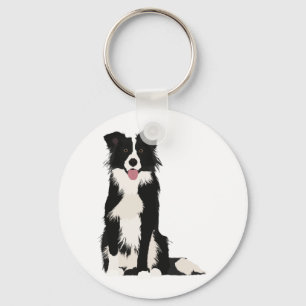 Border Collie Illustration! Key Ring