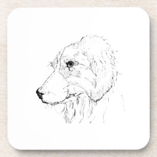 Border Collie Illustration – Minimalist Art Coaster