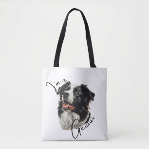 Border Collie 'I'm a Genius' Tote Bag