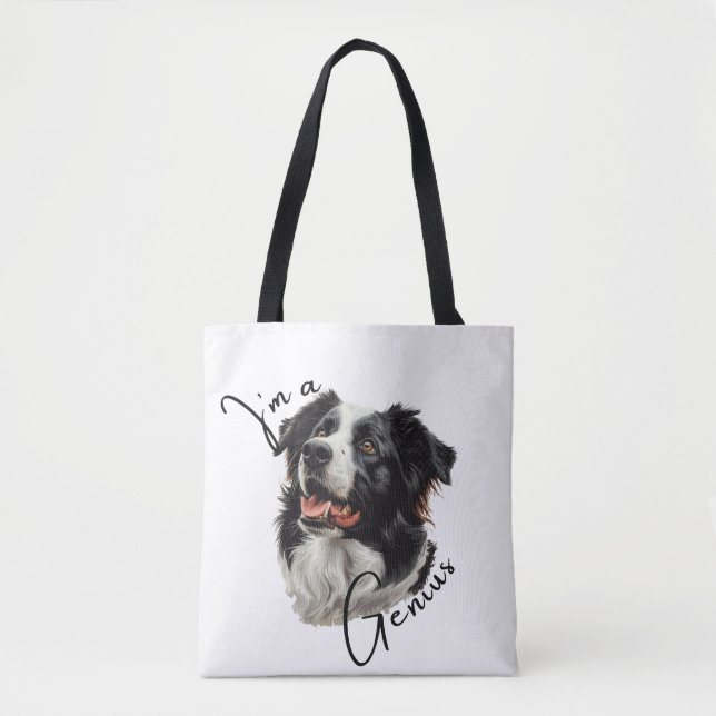 Border Collie 'I'm a Genius' Tote Bag (Front)